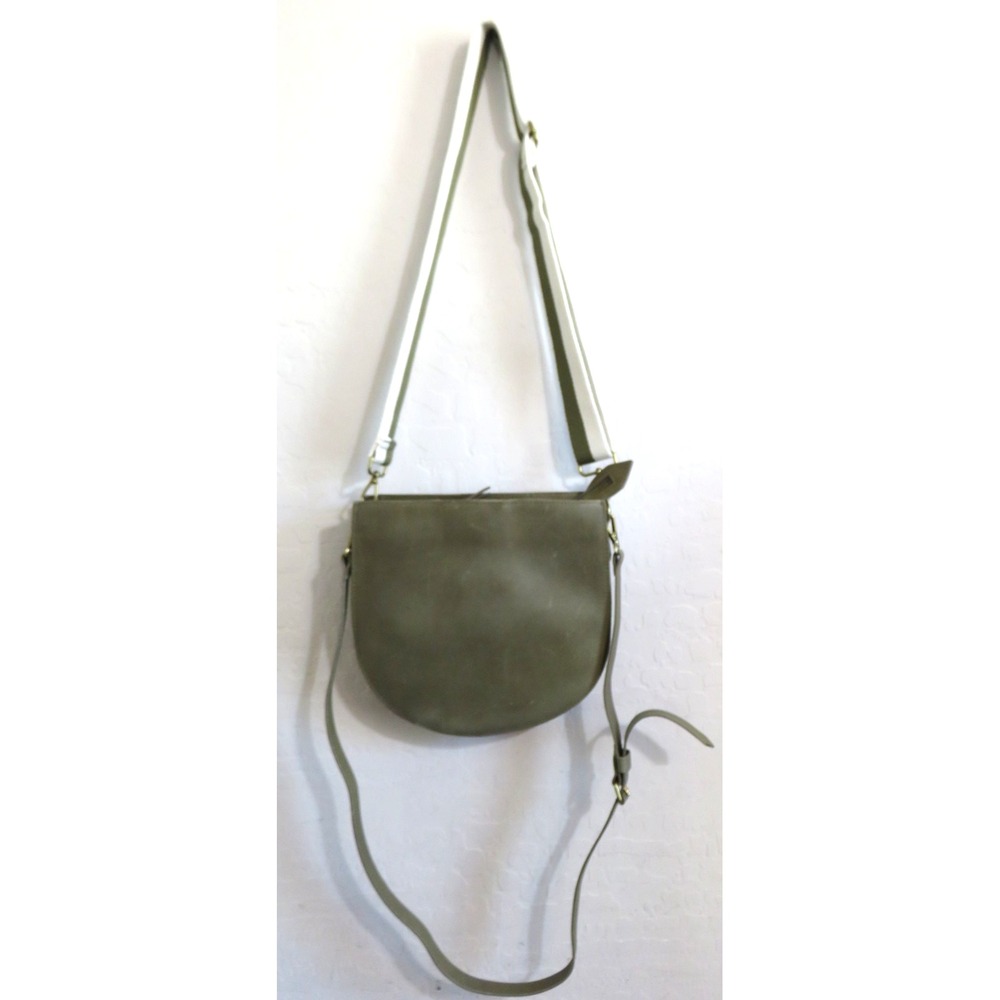 Madewell Tundra Green Transport Leather Saddle Bag Crossbody Shoulder Handbag - Picture 3 of 16